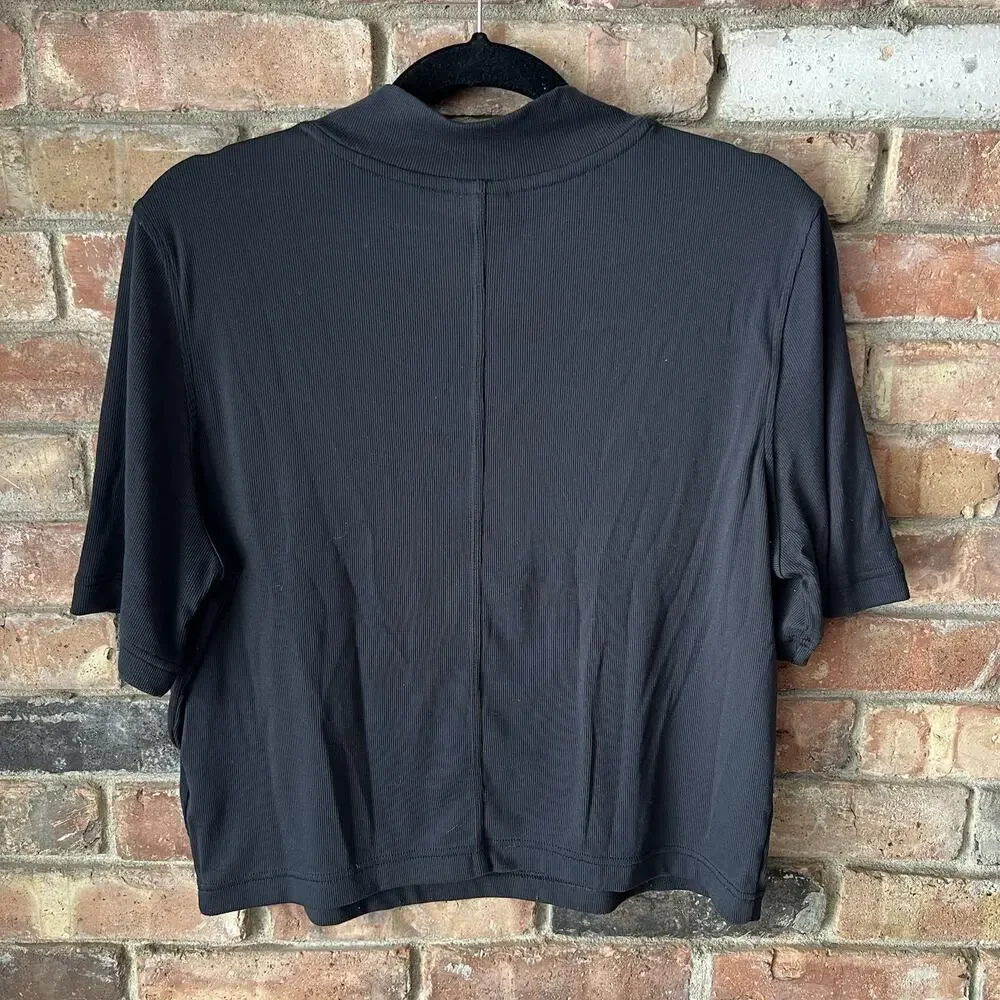 Nike Women's Sportswear Essential Ribbed Mock Neck Long Sleeve Top Black XL